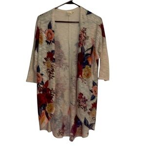 Floral Open-Front Cardigan